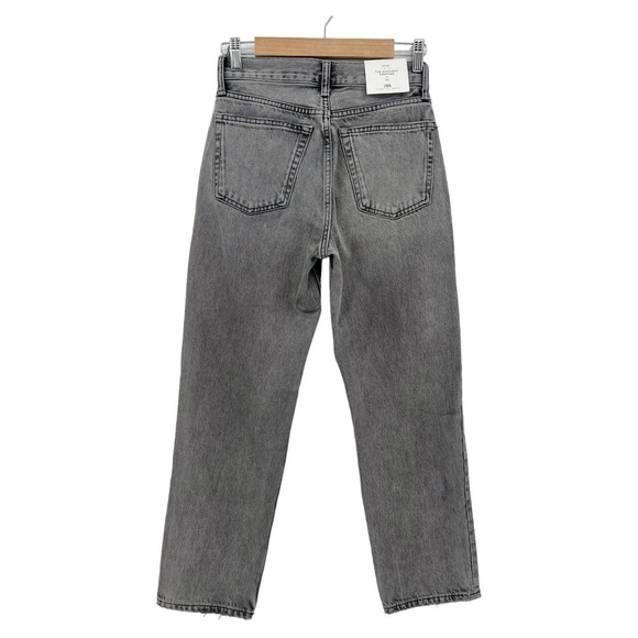 Zara The Straight Cropped Mid Rise Slim Fit Jean in Grey Size 2 - Picture 2 of 11